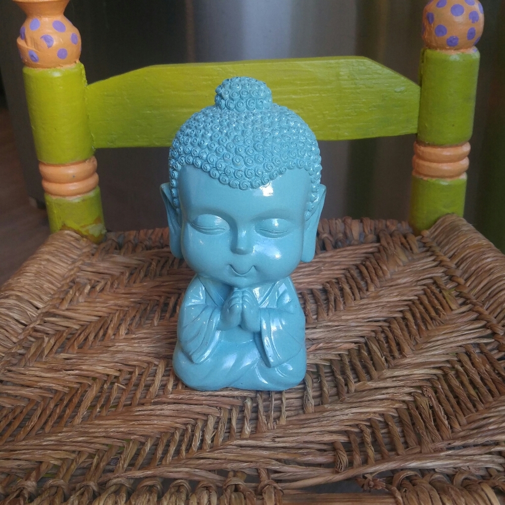 Teal Smiling Buddha Bank Resin Plastic